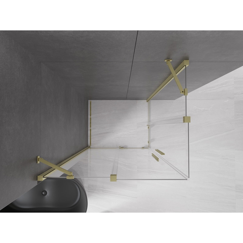 Mexen Velar Duo klizna tuš kabina klizna 90 x 80 cm, prozirna, zlatna brušena - 871-090-080-02-55