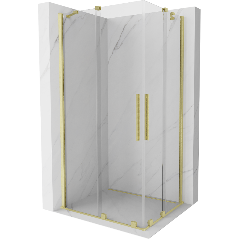 Mexen Velar Duo Schiebedusche 100 x 90 cm, transparent, gebürstetes Gold - 871-100-090-02-55