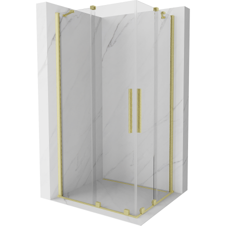 Mexen Velar Duo klizna kabina za tuš s kliznim vratima 100 x 90 cm, prozirna, zlatna brušena - 871-100-090-02-55