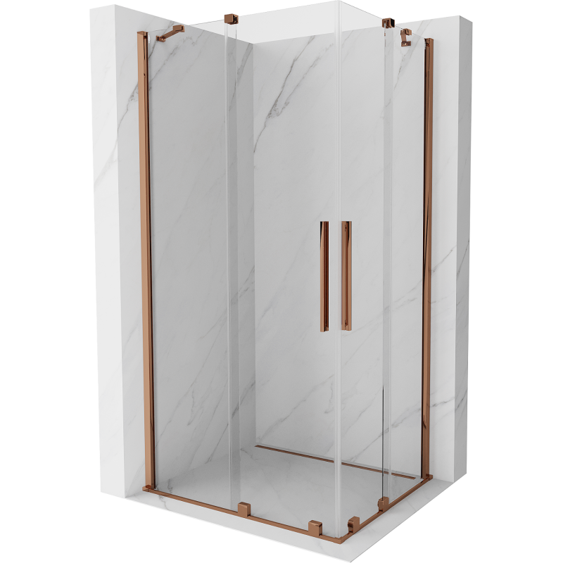Mexen Velar Duo schuifdouchecabine 90 x 80 cm, transparant, roze goud - 871-090-080-02-60