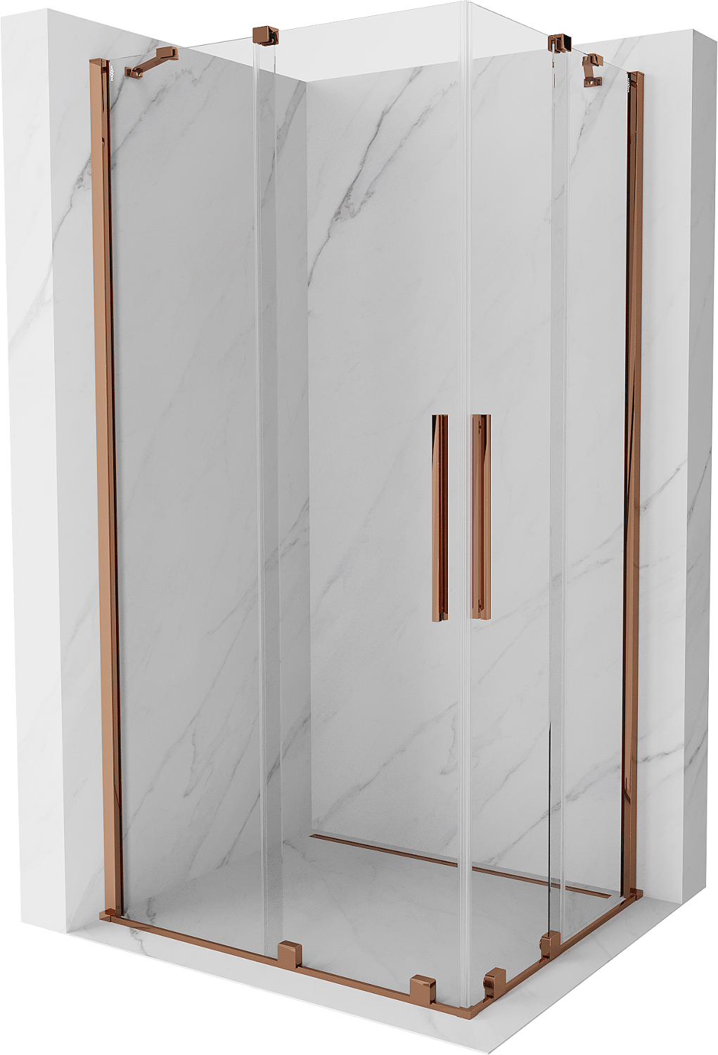 Mexen Velar Duo kabina prysznicowa rozsuwana 100 x 90 cm, transparent, różowe złoto - 871-100-090-02-60