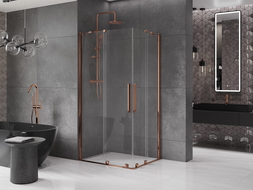 Mexen Velar Duo cabine de douche coulissante 100 x 90 cm, transparent, or rose - 871-100-090-02-60