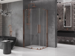 Mexen Velar Duo klizna tuš kabina klizna 100 x 90 cm, prozirna, ružičasto zlato - 871-100-090-02-60