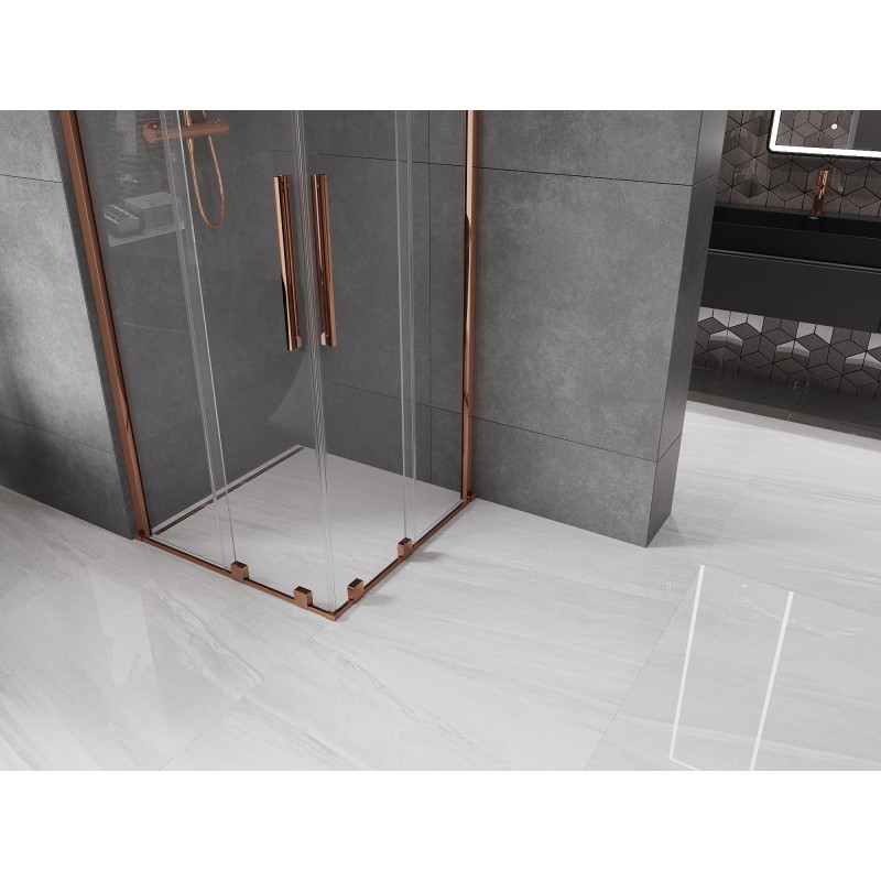 Mexen Velar Duo cabina de ducha corredera 80 x 80 cm, transparente, oro rosado - 871-080-080-02-60
