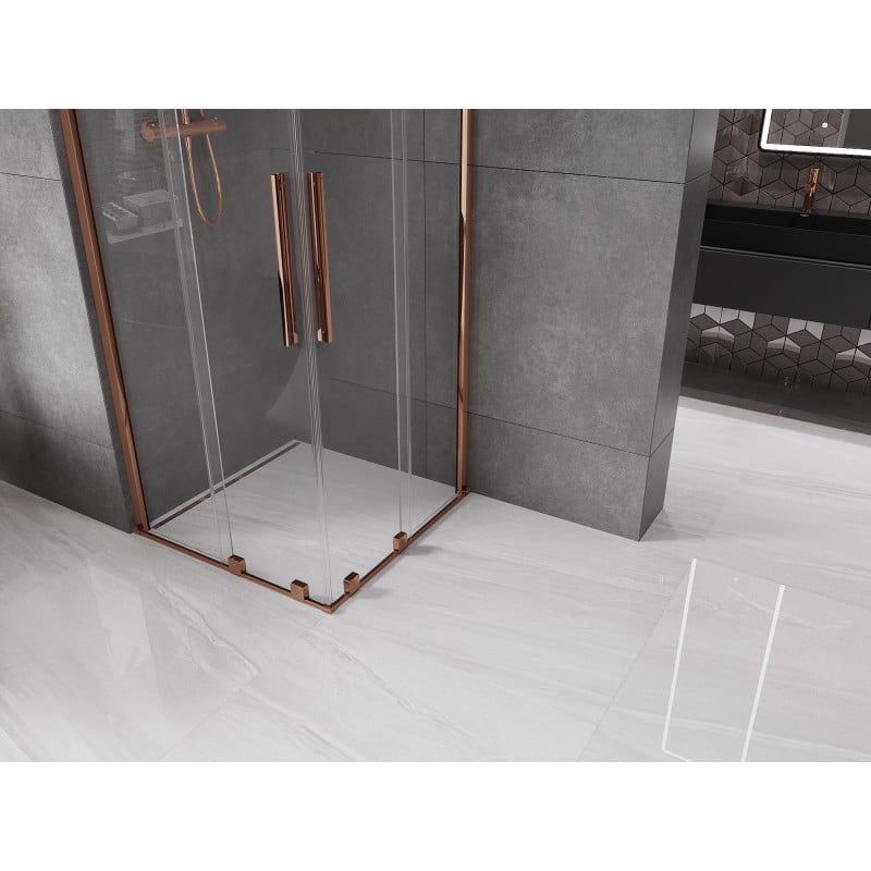 Mexen Velar Duo sliding shower enclosure 80 x 80 cm, transparent, rose gold - 871-080-080-02-60