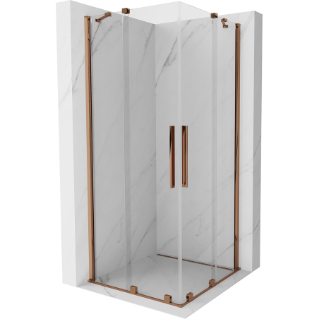 Mexen Velar Duo cabina de ducha deslizante 80 x 80 cm, transparente, oro rosa - 871-080-080-02-60
