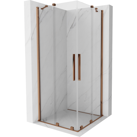 Mexen Velar Duo cabina doccia scorrevole 80 x 80 cm, trasparente, oro rosa - 871-080-080-02-60