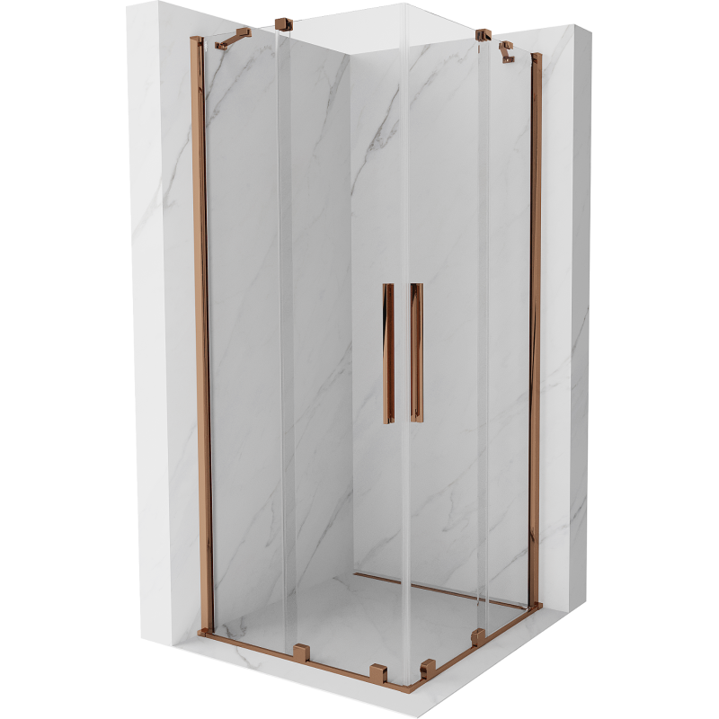 Mexen Velar Duo kabina prysznicowa rozsuwana 90 x 90 cm, transparent, różowe złoto - 871-090-090-02-60
