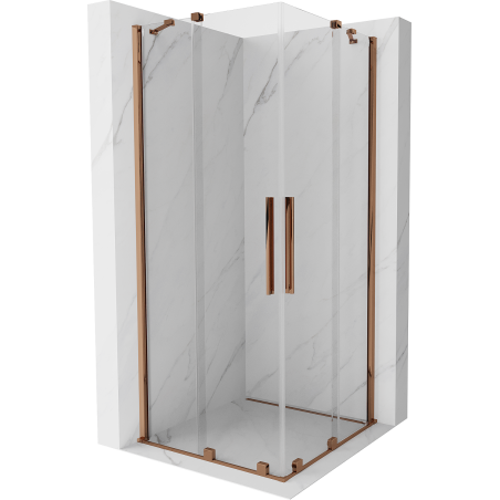 Mexen Velar Duo kabina prysznicowa rozsuwana 90 x 90 cm, transparent, różowe złoto - 871-090-090-02-60