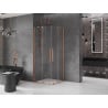 Mexen Velar Duo cabine de douche coulissante 80 x 80 cm, transparent, cuivre brossé - 871-080-080-02-65