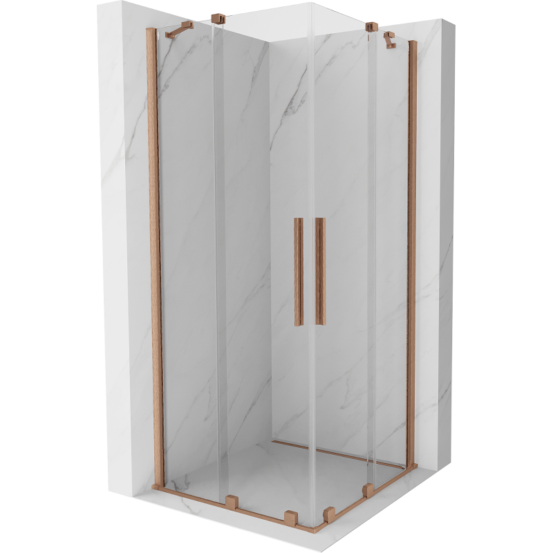 Mexen Velar Duo Schiebeduschkabine 90 x 90 cm, transparent, gebürstetes Kupfer - 871-090-090-02-65