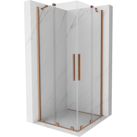 Mexen Velar Duo sliding shower cabin 90 x 90 cm, transparent, brushed copper - 871-090-090-02-65