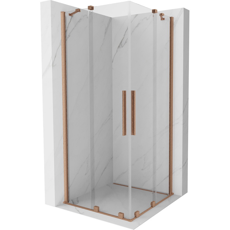 Mexen Velar Duo Duschkabine, verschiebbar, 100 x 100 cm, transparent, gebürstetes Kupfer - 871-100-100-02-65