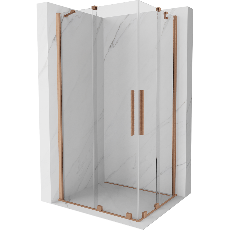 Mexen Velar Duo kabina prysznicowa rozsuwana 90 x 80 cm, transparent, miedź szczotkowana - 871-090-080-02-65