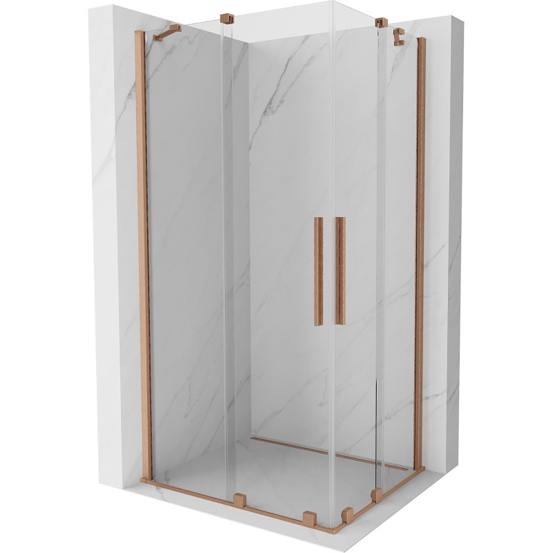 Mexen Velar Duo klizna tuš kabina 90 x 80 cm, prozirna, brušena bronca - 871-090-080-02-65
