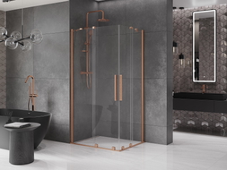 Mexen Velar Duo klizna tuš kabina 90 x 80 cm, prozirna, brušena bronca - 871-090-080-02-65