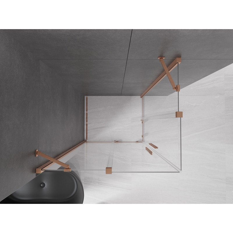 Mexen Velar Duo klizna tuš kabina 90 x 80 cm, prozirna, brušena bronca - 871-090-080-02-65