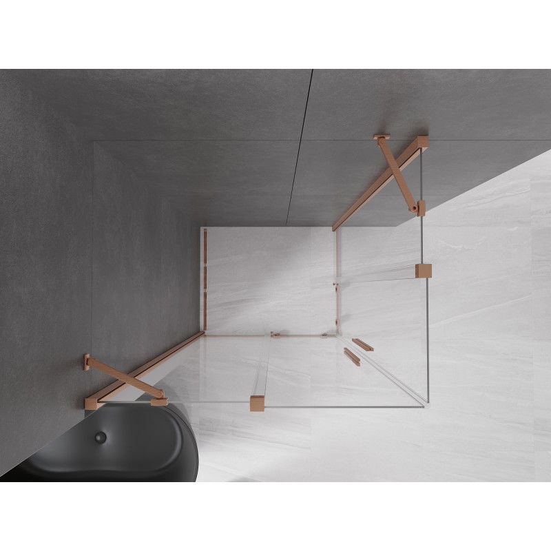 Mexen Velar Duo sliding shower enclosure 90 x 80 cm, transparent, brushed copper - 871-090-080-02-65