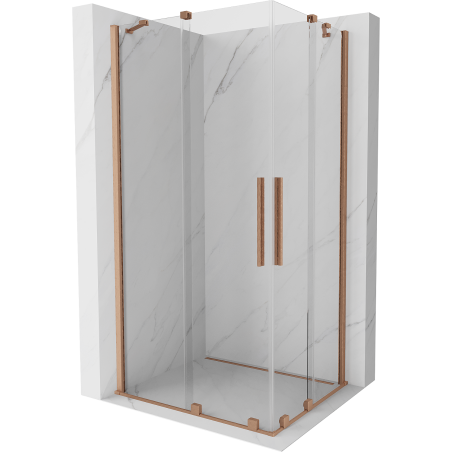 Mexen Velar Duo sliding shower cabin 100 x 90 cm, transparent, brushed copper - 871-100-090-02-65