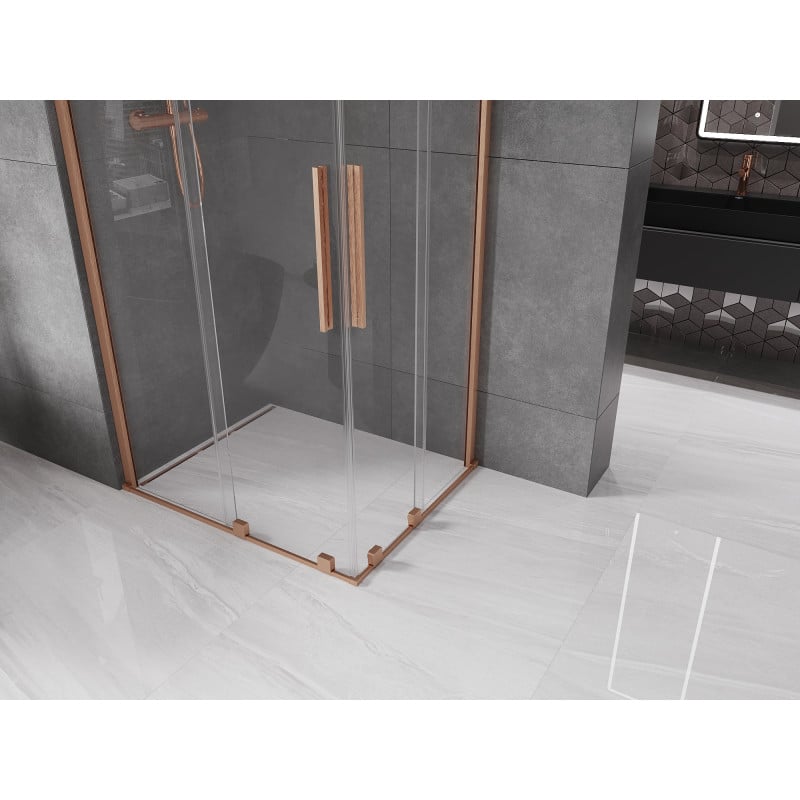 Mexen Velar Duo sliding shower cabin 100 x 90 cm, transparent, brushed copper - 871-100-090-02-65