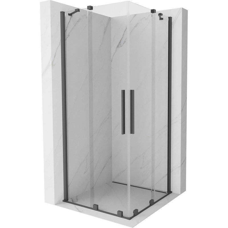Mexen Velar Duo klizni tuš kabina klizna 80 x 80 cm, transparentna, pištoljsko siva mat - 871-080-080-02-66
