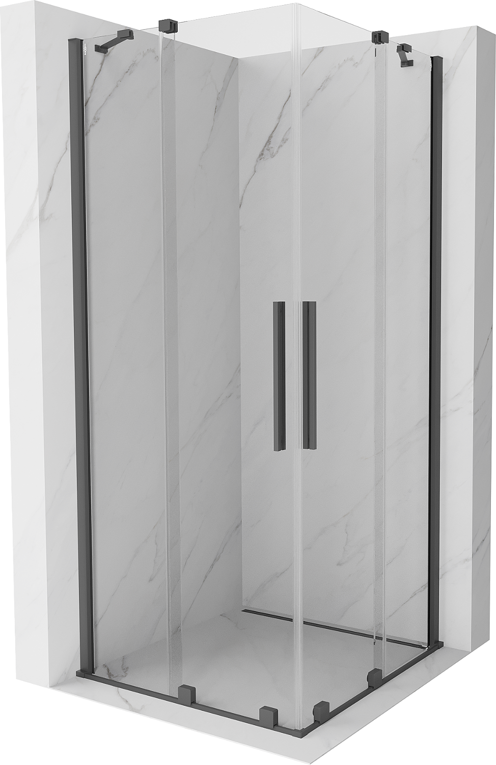 Mexen Velar Duo kabina prysznicowa rozsuwana 80 x 80 cm, transparent, gun gray szczotkowana - 871-080-080-02-66