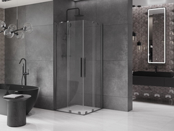 Mexen Velar Duo kabina prysznicowa rozsuwana 80 x 80 cm, transparent, gun gray szczotkowana - 871-080-080-02-66