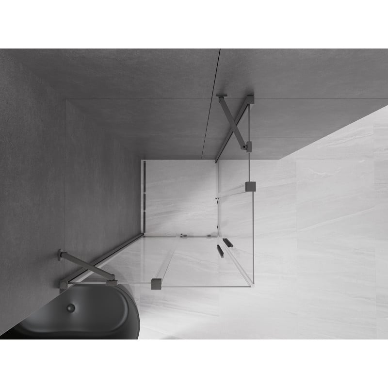 Mexen Velar Duo kabina prysznicowa rozsuwana 80 x 80 cm, transparent, gun gray szczotkowany - 871-080-080-02-66