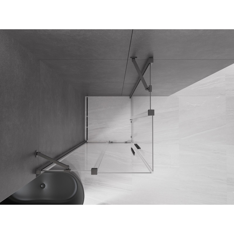 Mexen Velar Duo klizni tuš kabina klizna 80 x 80 cm, transparentna, pištoljsko siva mat - 871-080-080-02-66
