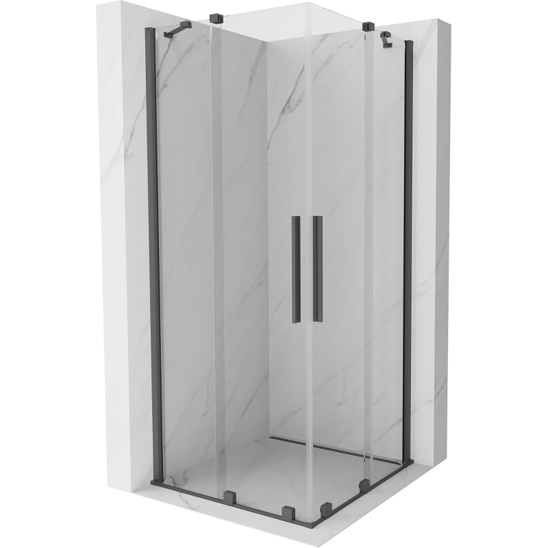 Mexen Velar Duo sliding shower cabin 90 x 90 cm, transparent, brushed gun gray - 871-090-090-02-66