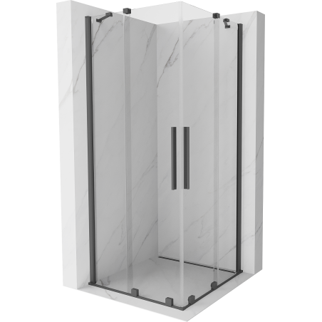 Mexen Velar Duo sliding shower cabin 90 x 90 cm, transparent, brushed gun gray - 871-090-090-02-66