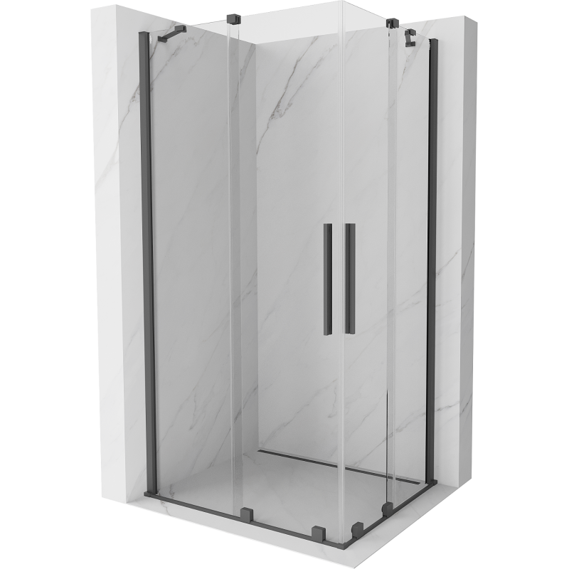 Mexen Velar Duo kabina prysznicowa rozsuwana 90 x 80 cm, transparent, gun gray szczotkowany - 871-090-080-02-66