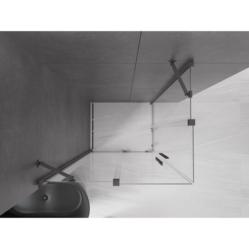Mexen Velar Duo kabina prysznicowa rozsuwana 90 x 80 cm, transparent, gun gray szczotkowany - 871-090-080-02-66