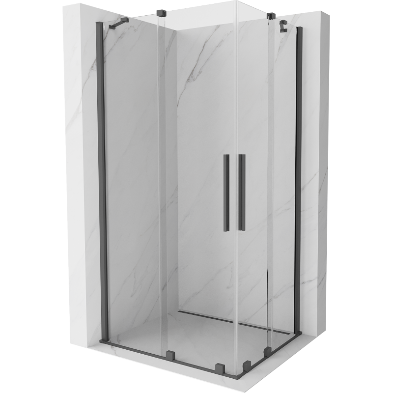Mexen Velar Duo cabina doccia scorrevole 100 x 90 cm, trasparente, grigio canna di fucile spazzolato - 871-100-090-02-66