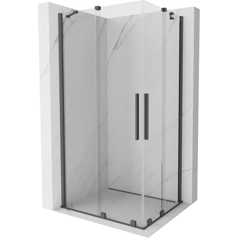 Mexen Velar Duo lükandustega dušinurk 100 x 90 cm, läbipaistev, harjatud püssihall - 871-100-090-02-66