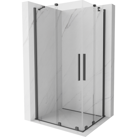 Mexen Velar Duo lükandustega dušinurk 100 x 90 cm, läbipaistev, harjatud püssihall - 871-100-090-02-66