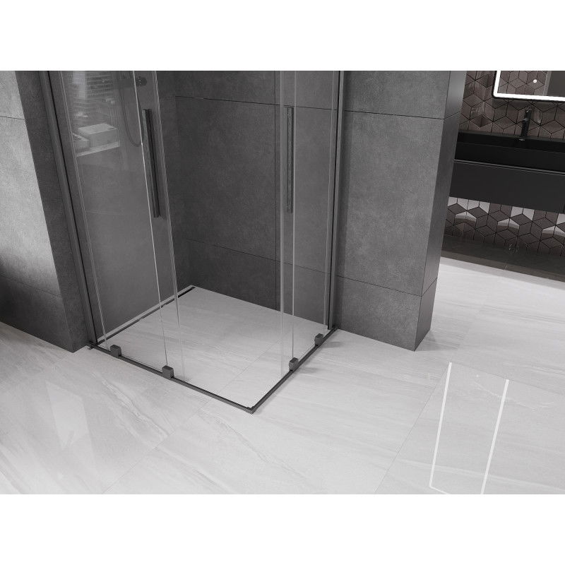 Mexen Velar Duo cabina doccia scorrevole 100 x 90 cm, trasparente, grigio canna di fucile spazzolato - 871-100-090-02-66