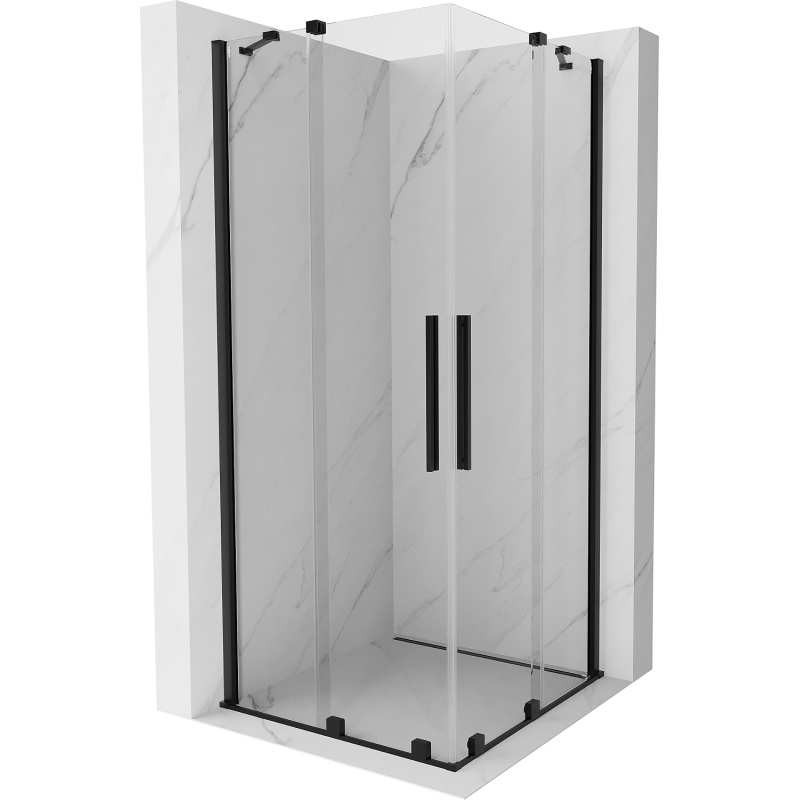 Mexen Velar Duo schuifdouchecabine 80 x 80 cm, transparant, zwart - 871-080-080-02-70