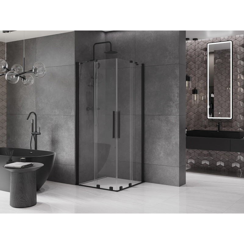 Mexen Velar Duo liuglev dušikabiin 80 x 80 cm, läbipaistev, must - 871-080-080-02-70