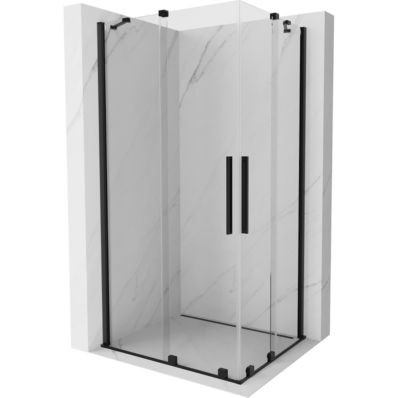 Mexen Velar Duo cabine de duche deslizante 90 x 80 cm, transparente, preta - 871-090-080-02-70
