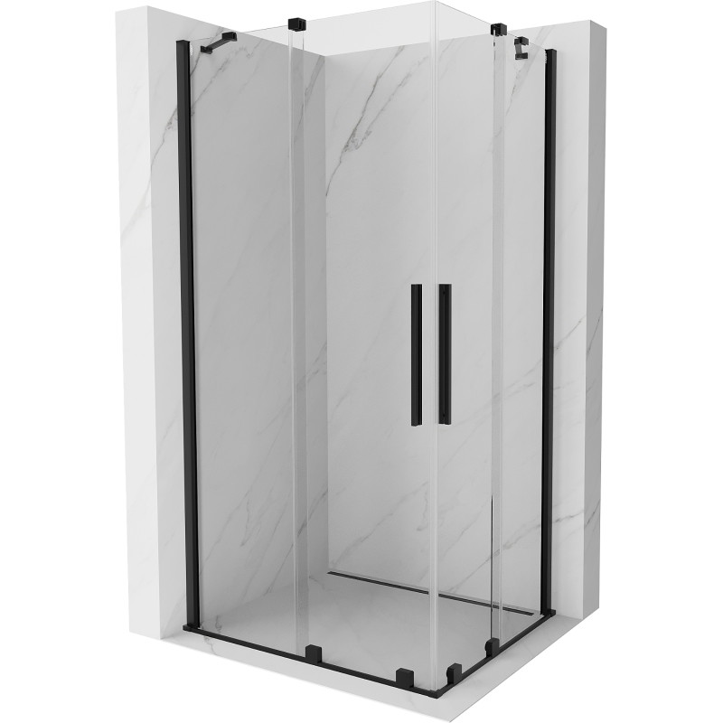 Mexen Velar Duo tuš kabina s kliznim vratima 90 x 80 cm, prozirna, crna - 871-090-080-02-70
