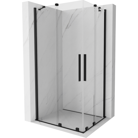Mexen Velar Duo tuš kabina s kliznim vratima 90 x 80 cm, prozirna, crna - 871-090-080-02-70