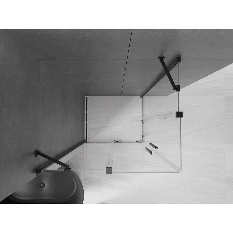 Mexen Velar Duo tuš kabina s kliznim vratima 90 x 80 cm, prozirna, crna - 871-090-080-02-70