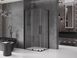 Mexen Velar Duo Schiebeduschkabine 100 x 90 cm, transparent, schwarz - 871-100-090-02-70