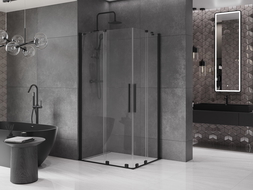 Mexen Velar Duo schuifbare douchecabine 100 x 90 cm, transparant, zwart - 871-100-090-02-70