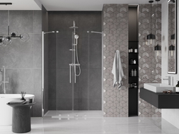 Mexen Velar Duo klizna vrata za tuš 140 cm, prozirna, krom - 871-140-000-02-01