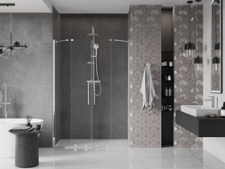 Mexen Velar Duo drzwi prysznicowe rozsuwane 160 cm, transparent, chrom - 871-160-000-02-01