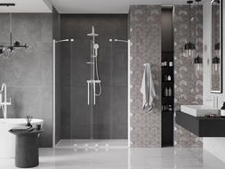 Mexen Velar Duo porta doccia scorrevole 160 cm, trasparente, bianco - 871-160-000-02-20