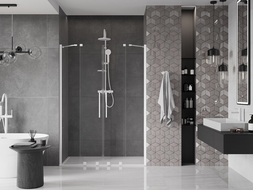 Mexen Velar Duo porte de douche coulissante 160 cm, transparent, blanc - 871-160-000-02-20