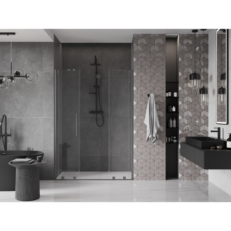 Mexen Velar Duo drzwi prysznicowe rozsuwane 160 cm, transparent, gun gray szczotkowany - 871-160-000-02-66